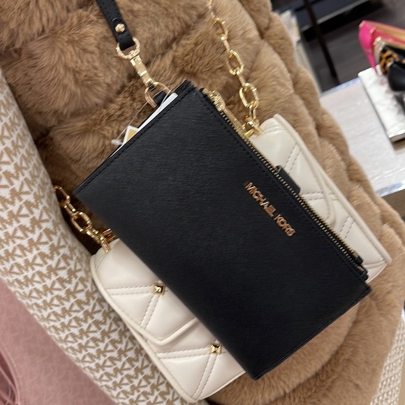 MICHAEL KORS LARGE DOUBLE ZIP WRISTLET WALLET PHONE CASE CLUTCH 
Black - Picture 16 of 16
